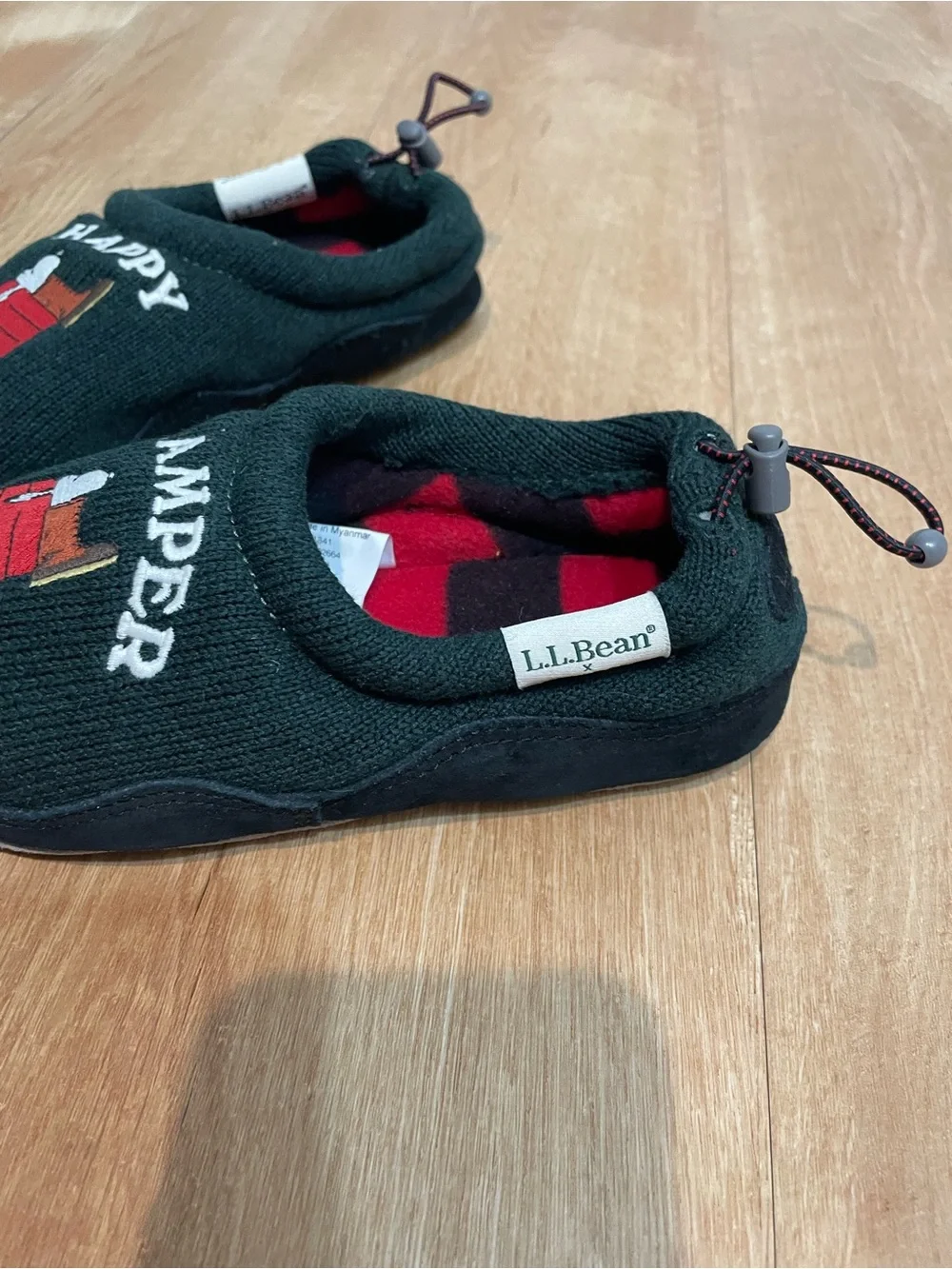 L.L.Bean Kids Happy Camper Snoopy House Slippers Size 12-13 Green NWT No Tags